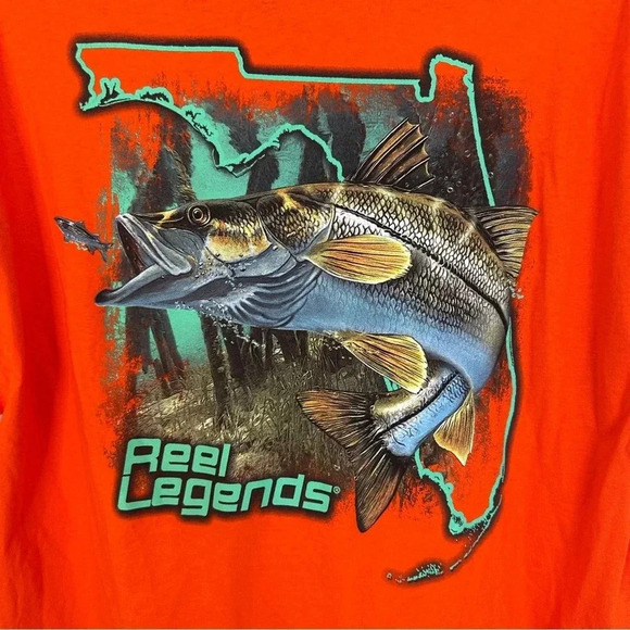 Reel Legends Performance Outfitters Fishing Tshirt Men's Size‎ Large Orange - Picture 7 of 8